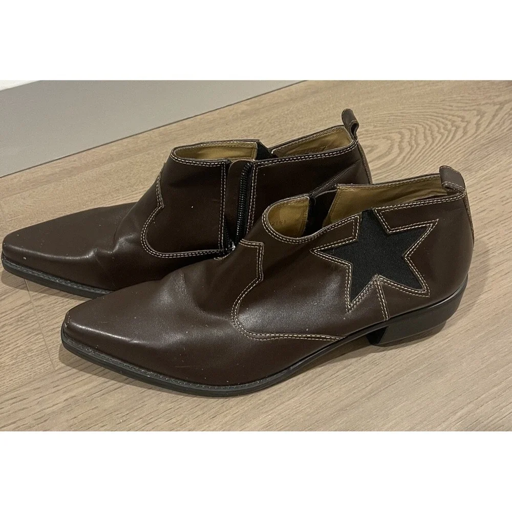 Women's Tommy Hilfiger cowgirl Star Ankle Western Booties SZ 9 Brown‎ Patriotic